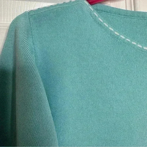 Nygard Collection Sweater Keyhole Neckline Blue & White Size Large - Picture 5 of 16